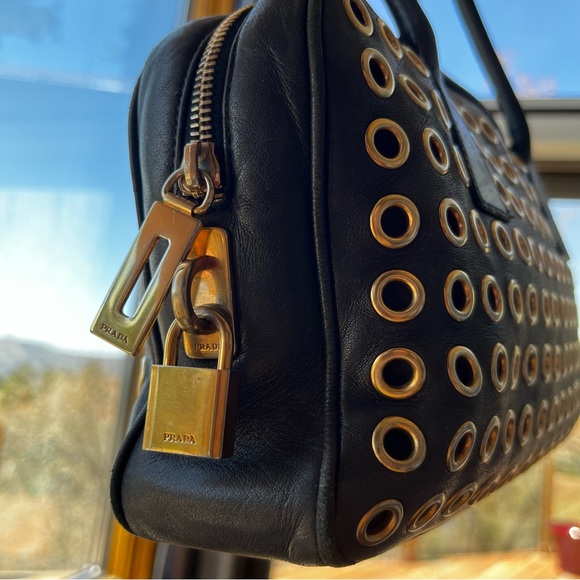 Prada: Grommet Robot Keychain with Lock & Key Tote Bag *RARE* - Picture 8 of 16